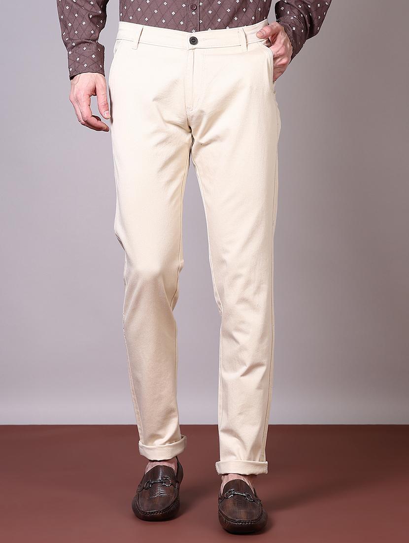 men solid mid rise chinos trouser