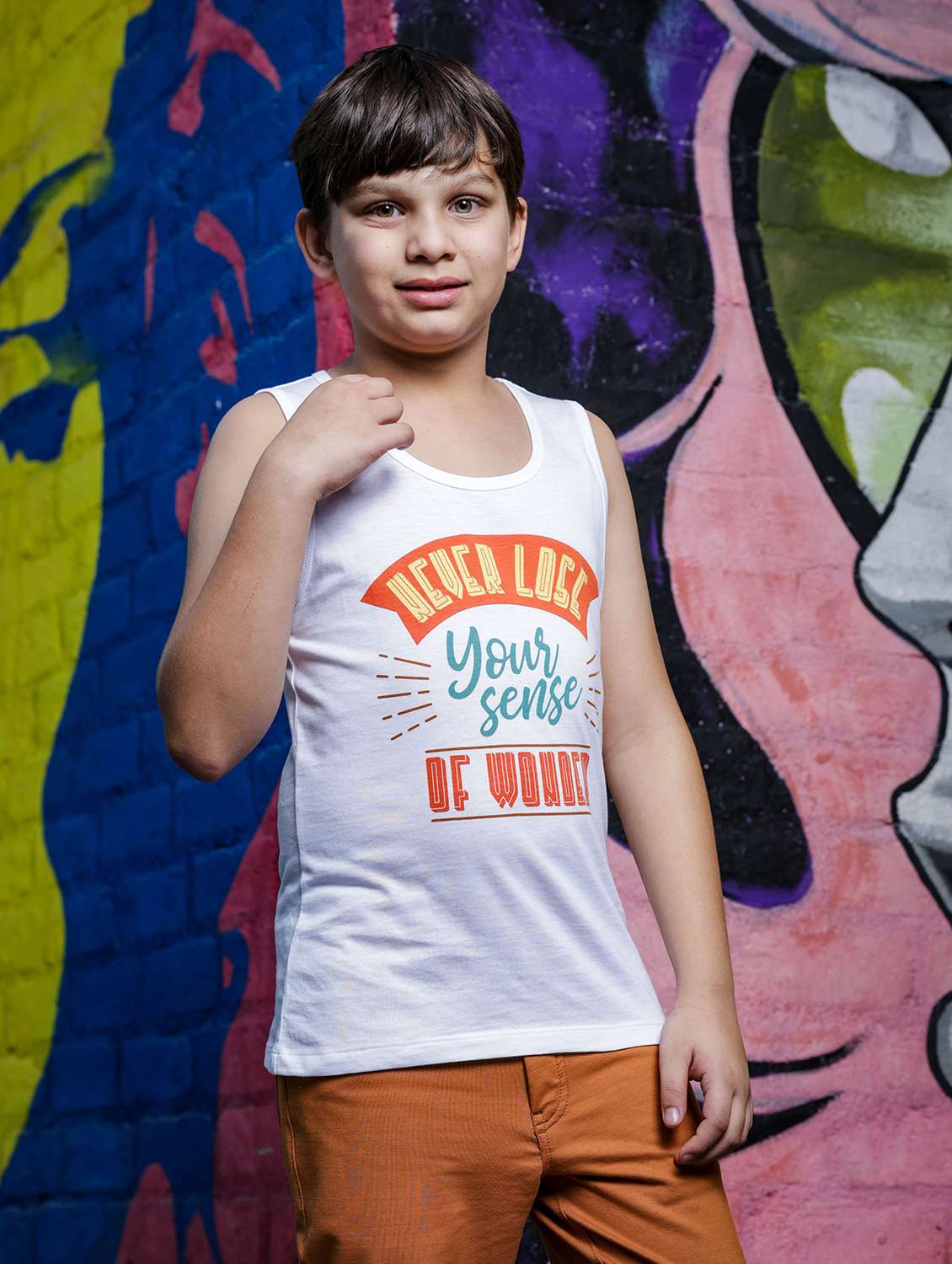 boys printed round neck vest - 21615930 - Standard Image - 1