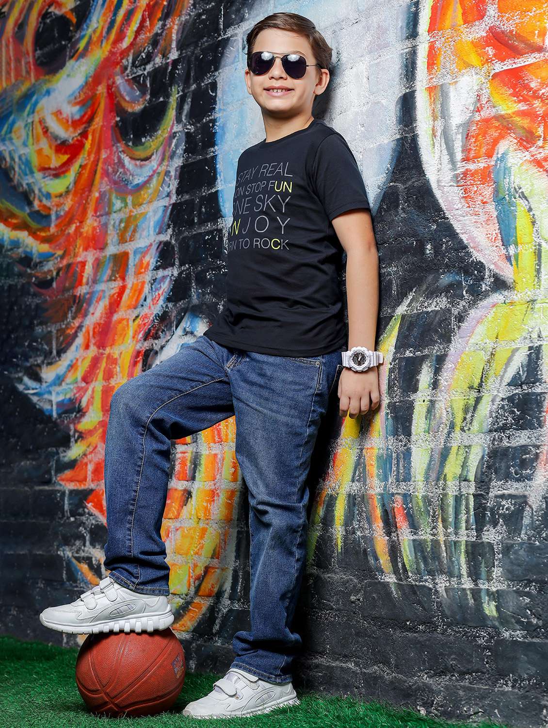 boys round neck front print short sleeves t-shirt - 21617024 - Standard Image - 4