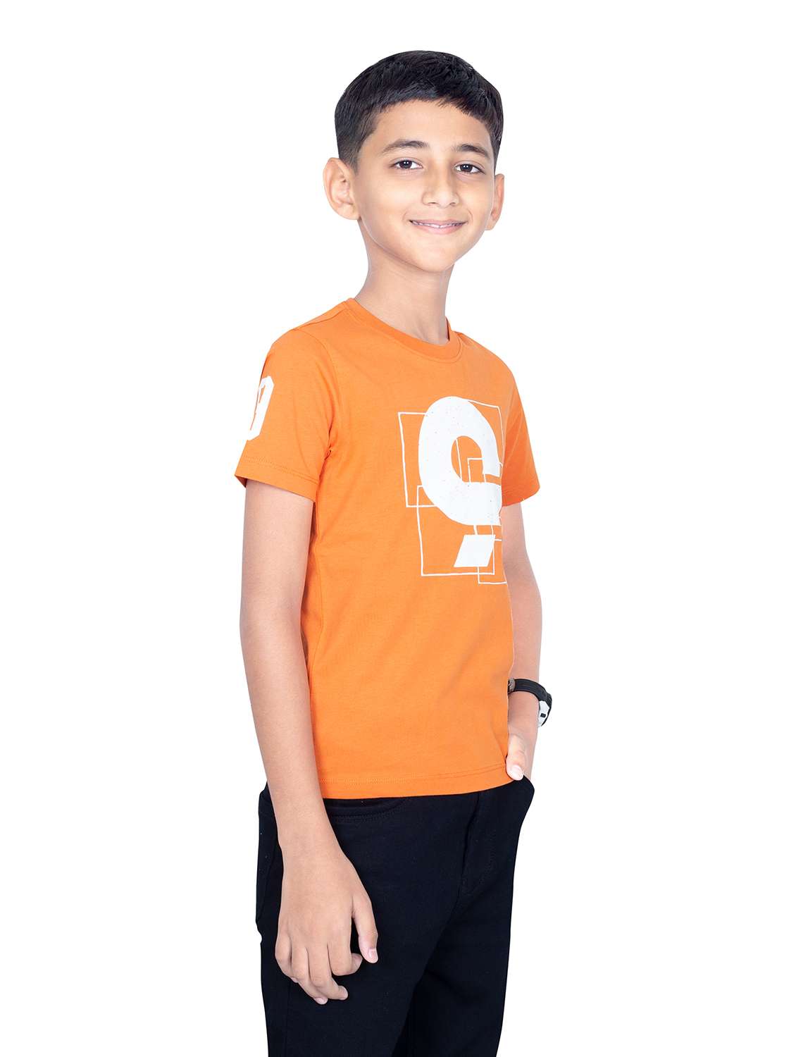 boys round neck front print short sleeves t-shirt - 21617035 -  Standard Image - 1