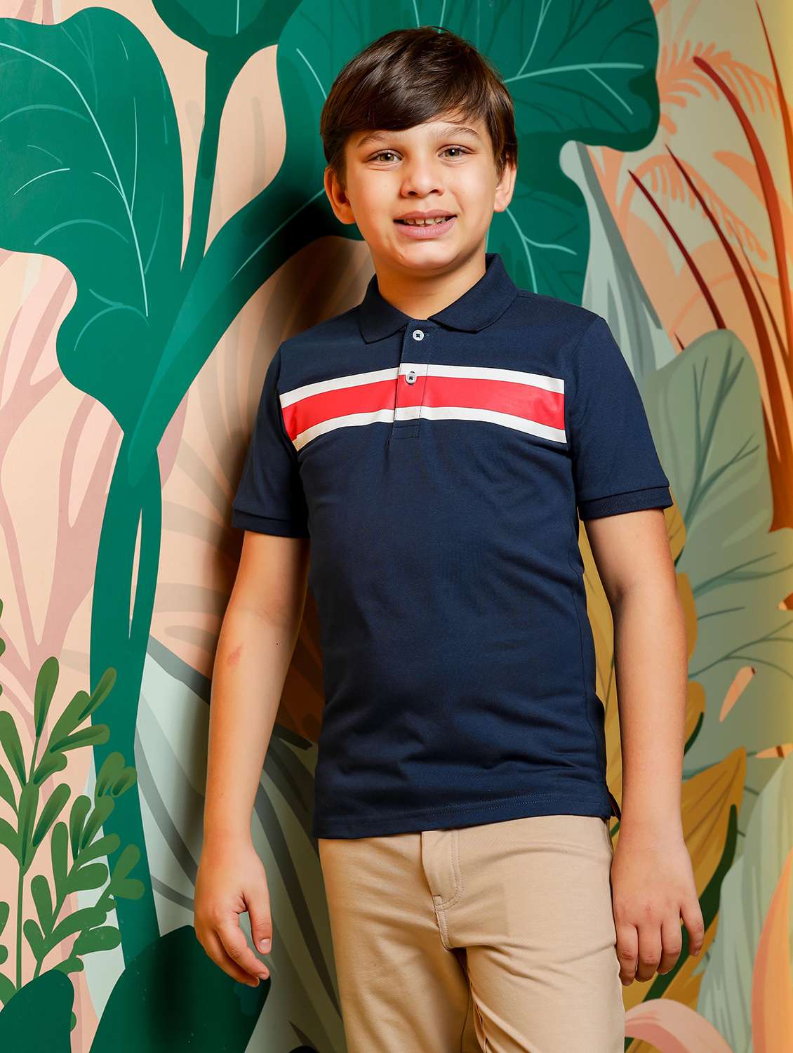 boys striped short sleeves polo t-shirt