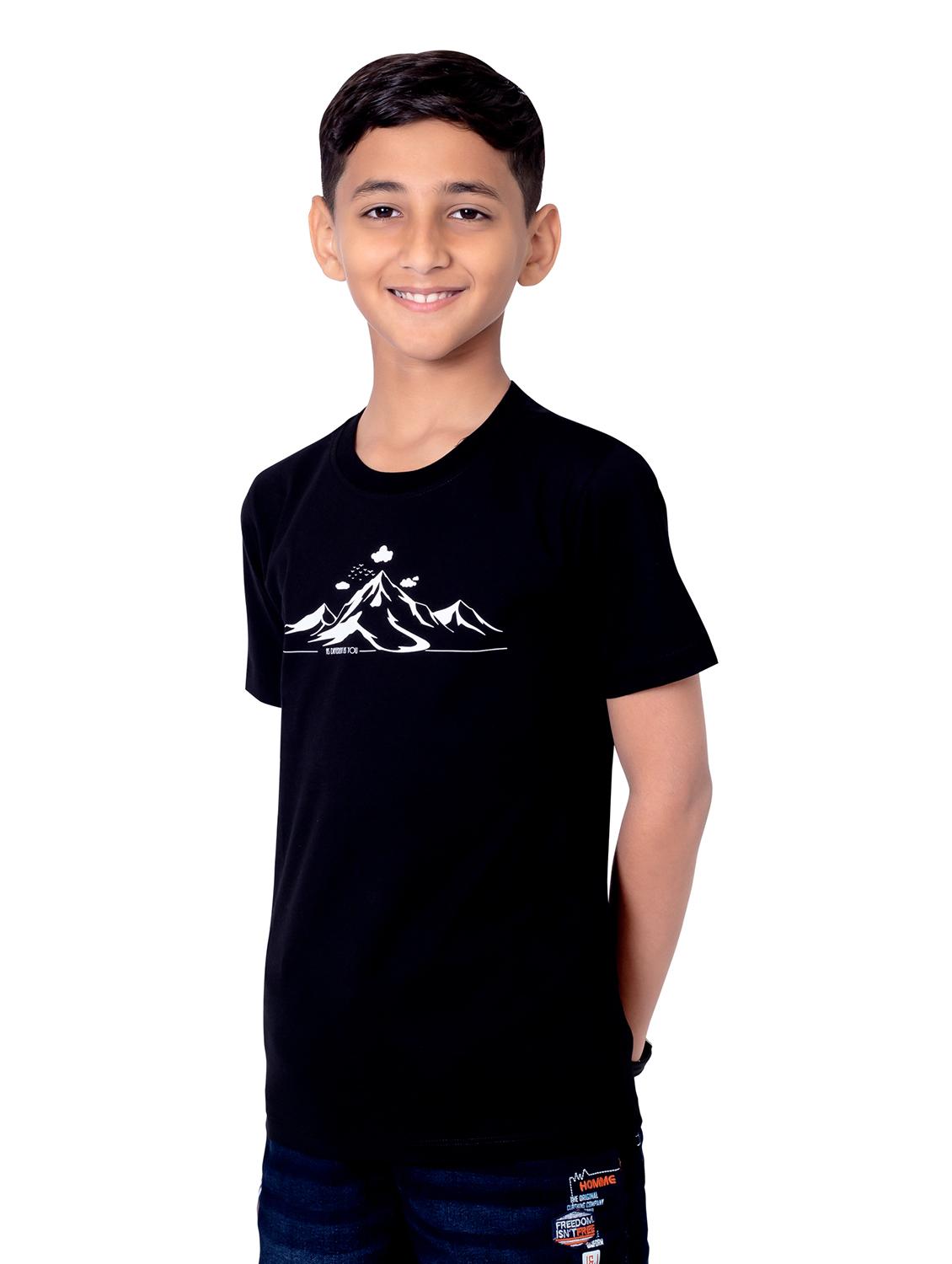 boys round neck chest print short sleeves t-shirt - 21617046 - Standard Image - 1