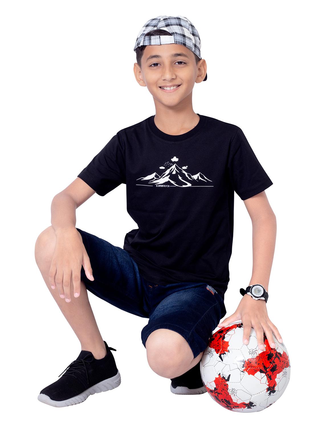 boys round neck chest print short sleeves t-shirt - 21617046 - Standard Image - 4
