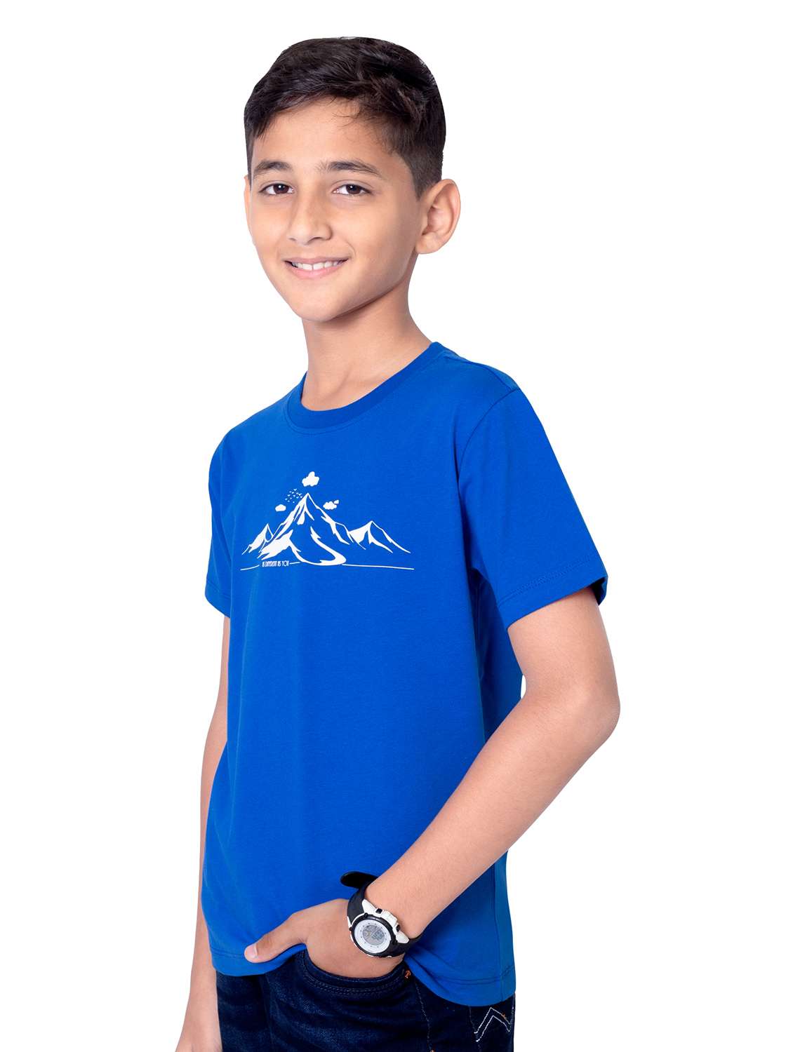 boys round neck chest print short sleeves t-shirt - 21617050 - Standard Image - 1