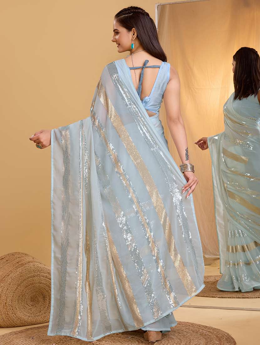 women sequined work ready to wear saree with blouse - 21617084 -  Standard Image - 1