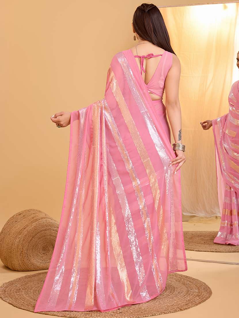 women sequined work ready to wear saree with blouse - 21617088 -  Standard Image - 1