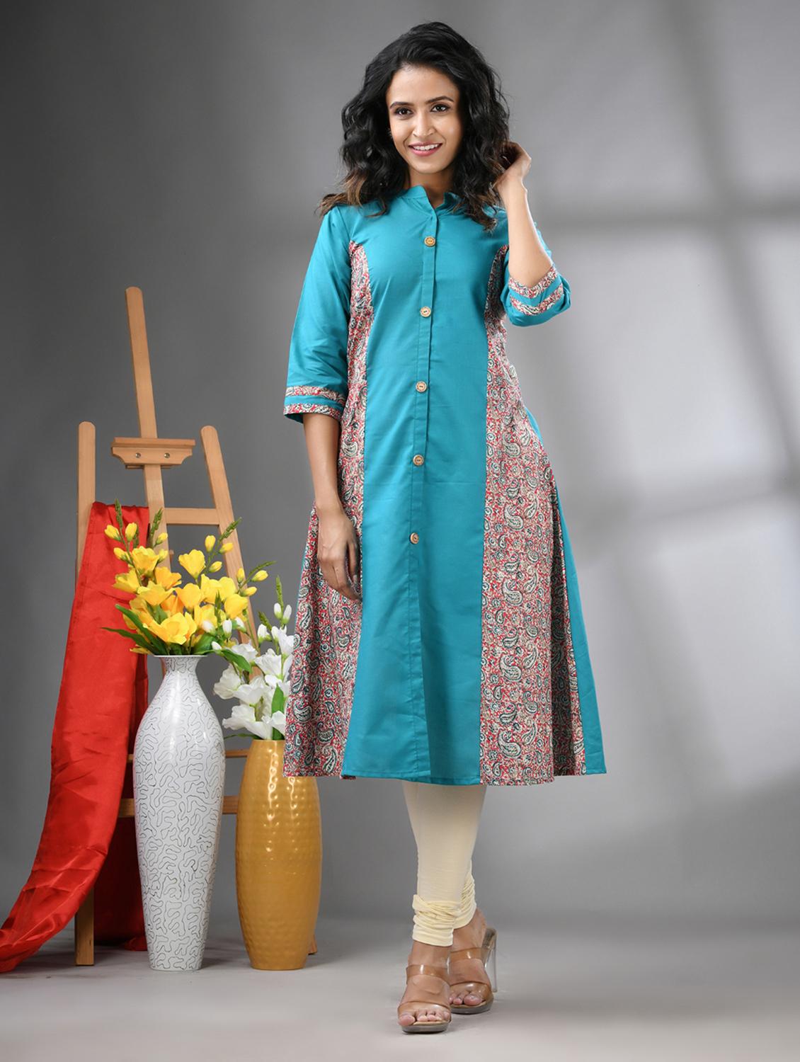 women three quarter sleeve a-line kurta - 21617115 - Zoom Image - 0