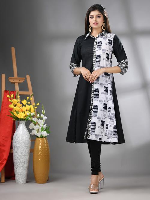 women three quarter sleeve a-line kurta - 21617117 - Standard Image - 0