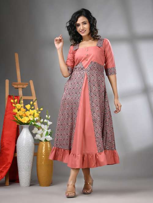 women printed short sleeve ethnic dress - 21617125 -  Standard Image - 0