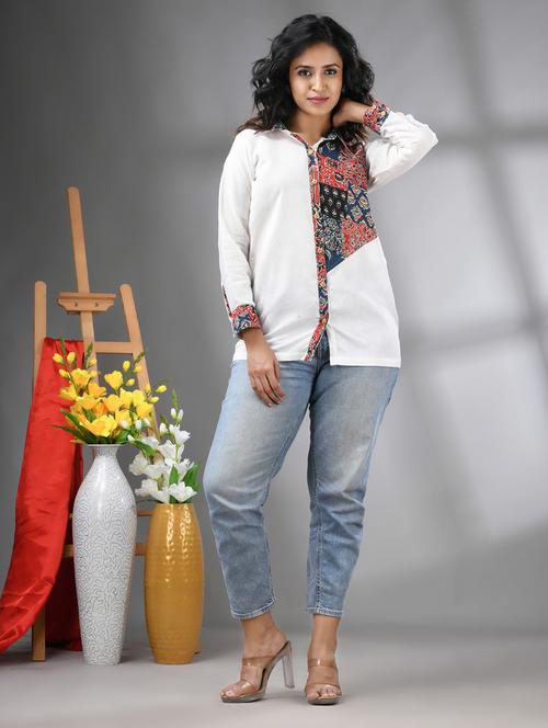 women printed detailed collared shirt - 21617152 -  Standard Image - 0