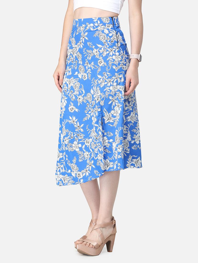 women mid-rise floral printed a-line skirt - 21617226 - Standard Image - 1