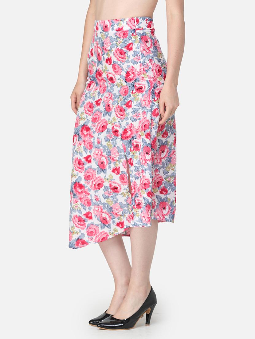 women pink floral printed a-line skirt - 21617233 -  Standard Image - 1