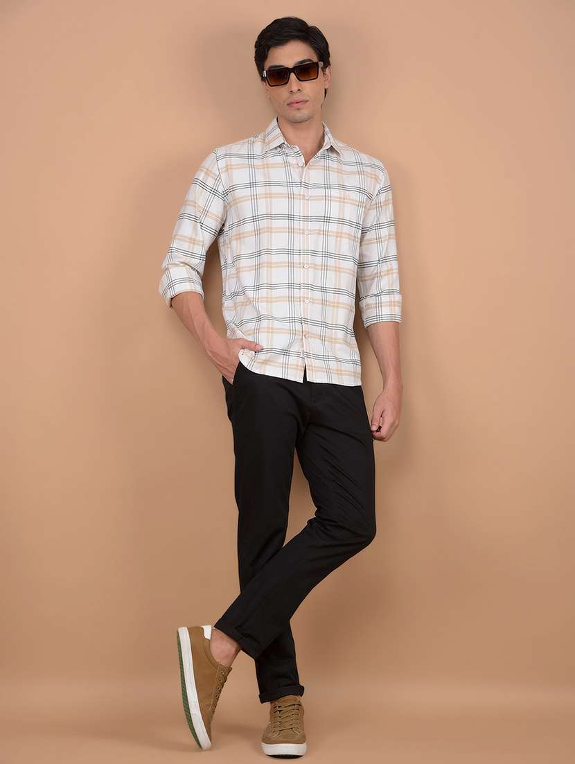 men long sleeves checkered casual shirt - 21617291 -  Standard Image - 4