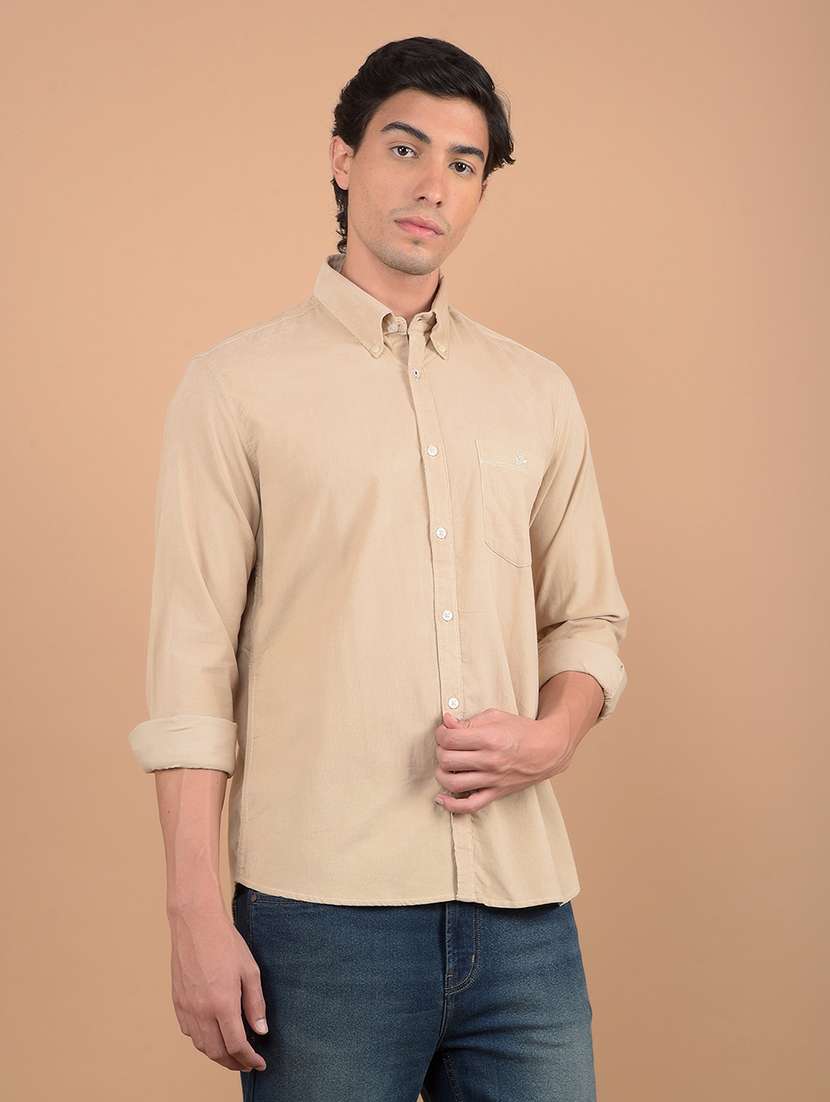 men long sleeves solid casual shirt - 21617304 -  Standard Image - 1