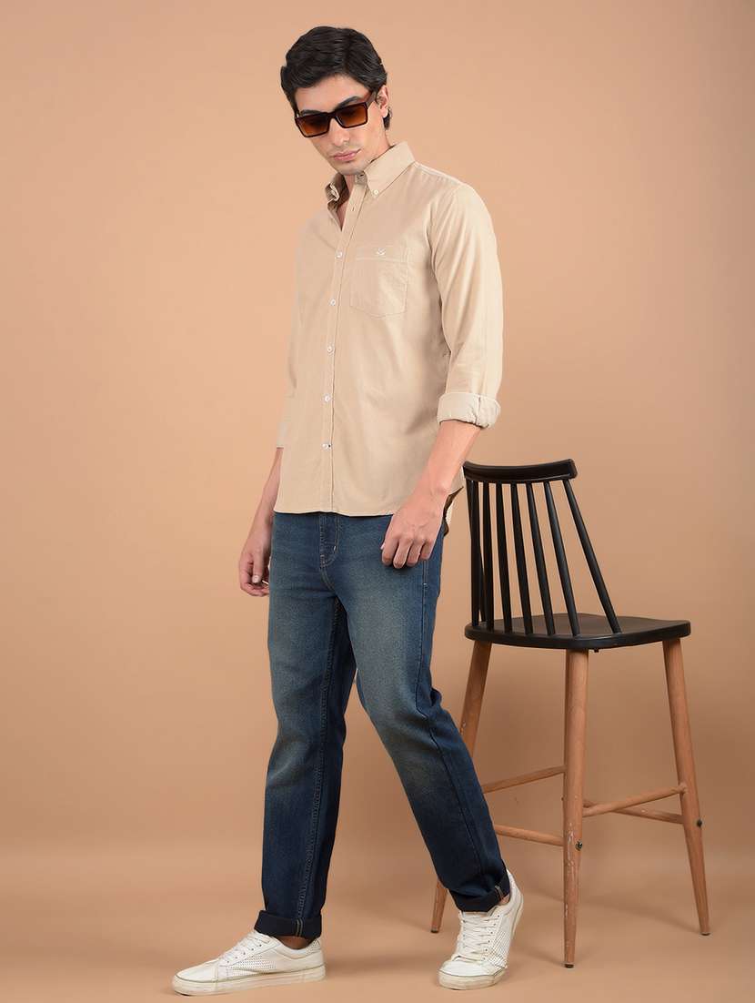 men long sleeves solid casual shirt - 21617304 -  Standard Image - 4