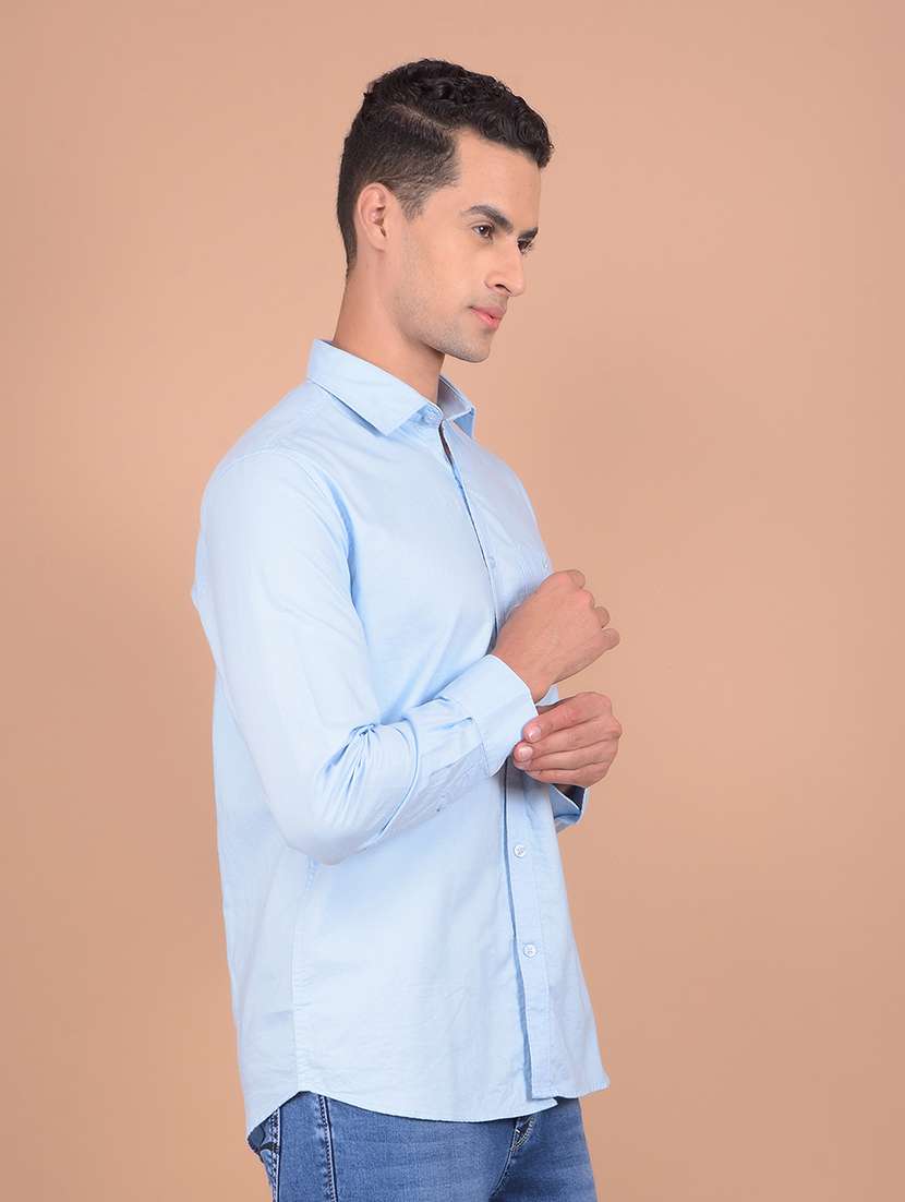 men long sleeves solid casual shirt - 21617306 -  Standard Image - 1