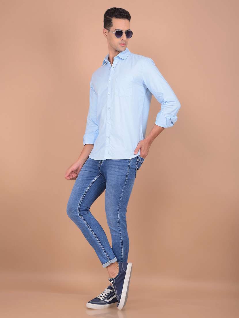 men long sleeves solid casual shirt - 21617306 -  Standard Image - 4