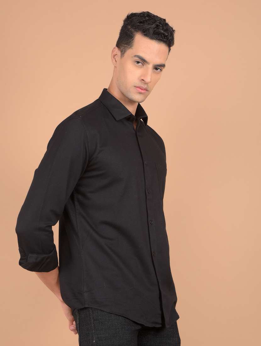 men long sleeves solid casual shirt - 21617355 -  Standard Image - 1