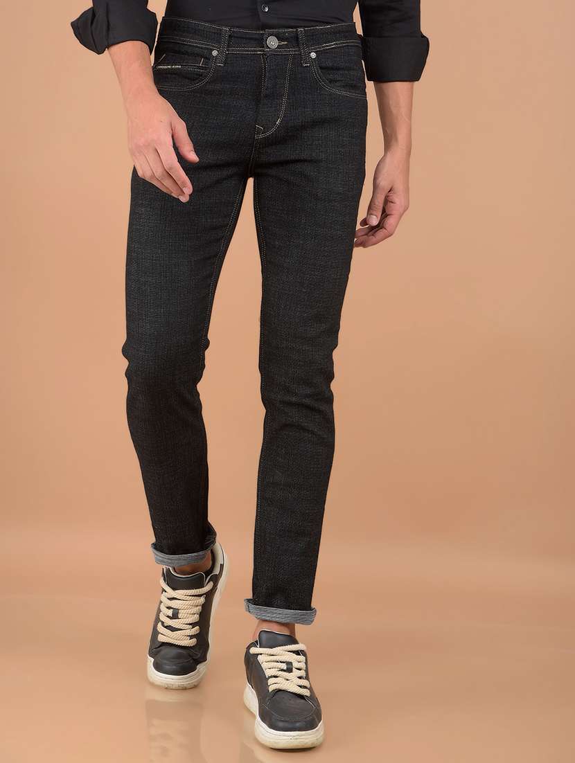 men mid rise plain jeans
