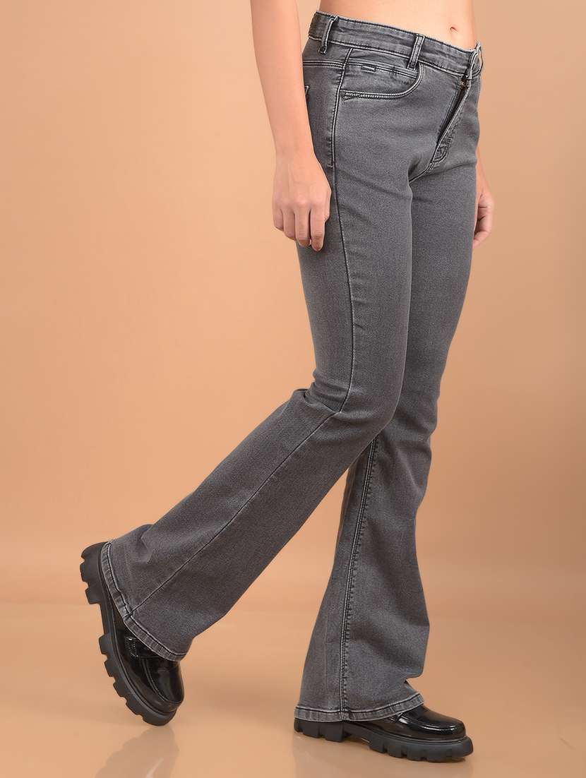 women grey solid bootcut jean - 21617393 -  Standard Image - 1