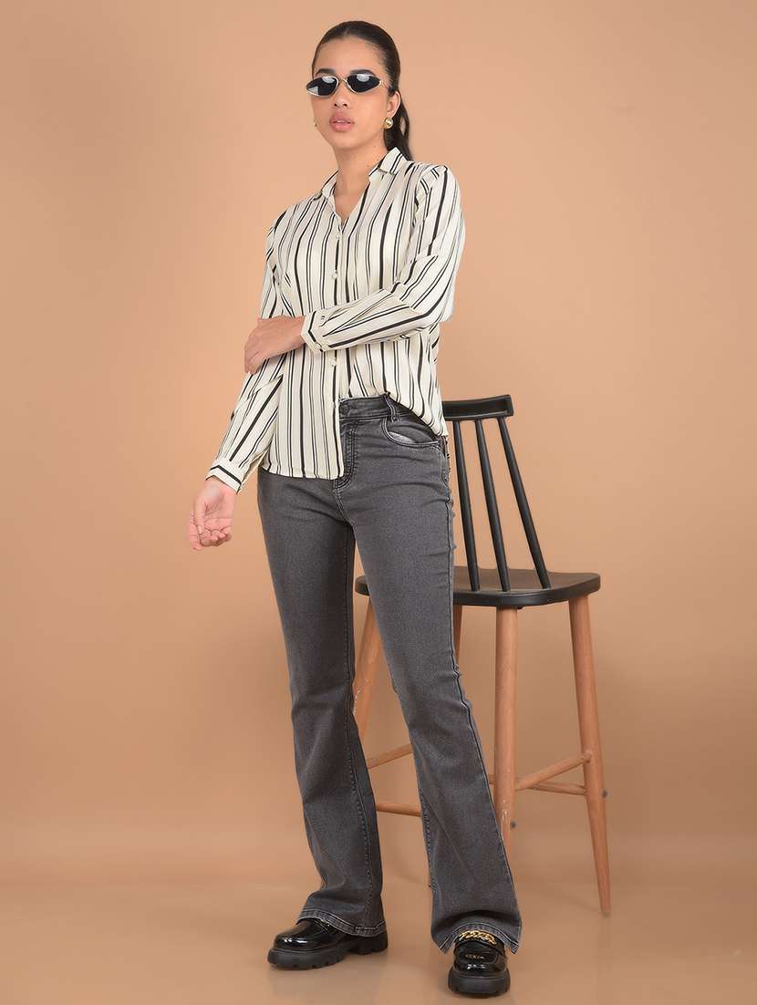 women grey solid bootcut jean - 21617393 -  Standard Image - 4