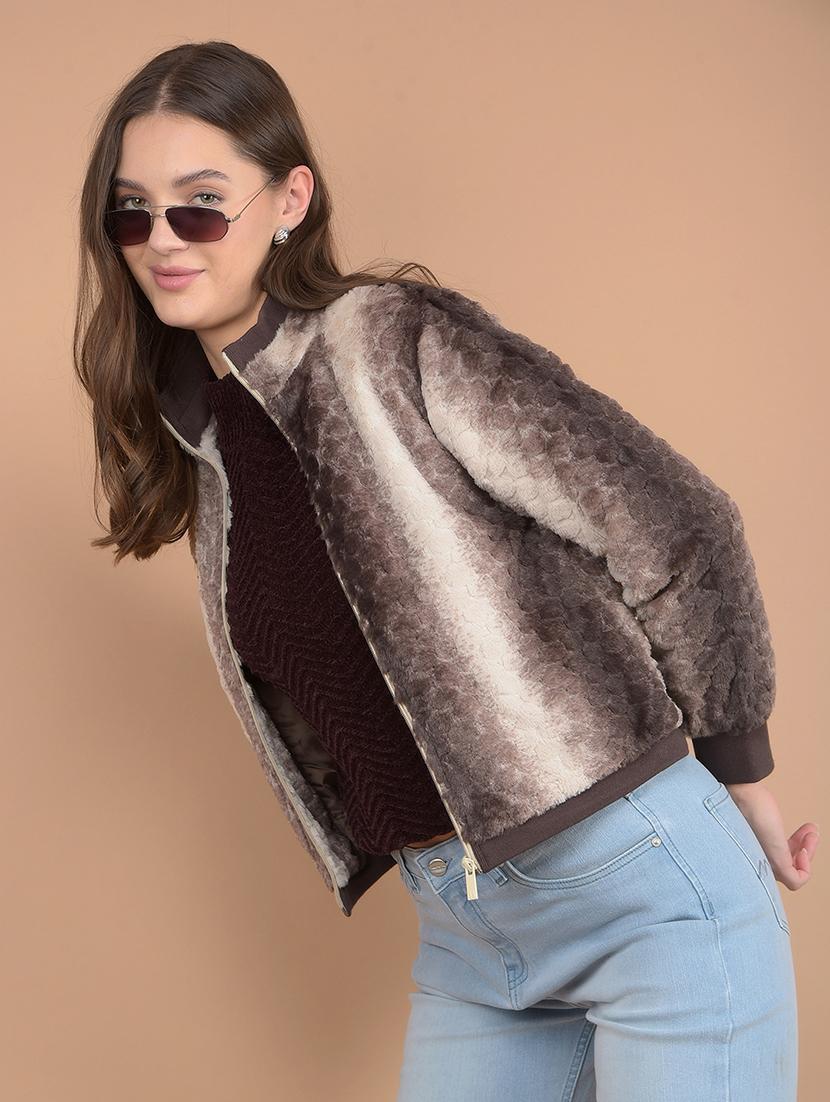 women self design long sleeves jacket - 21617396 - Standard Image - 1