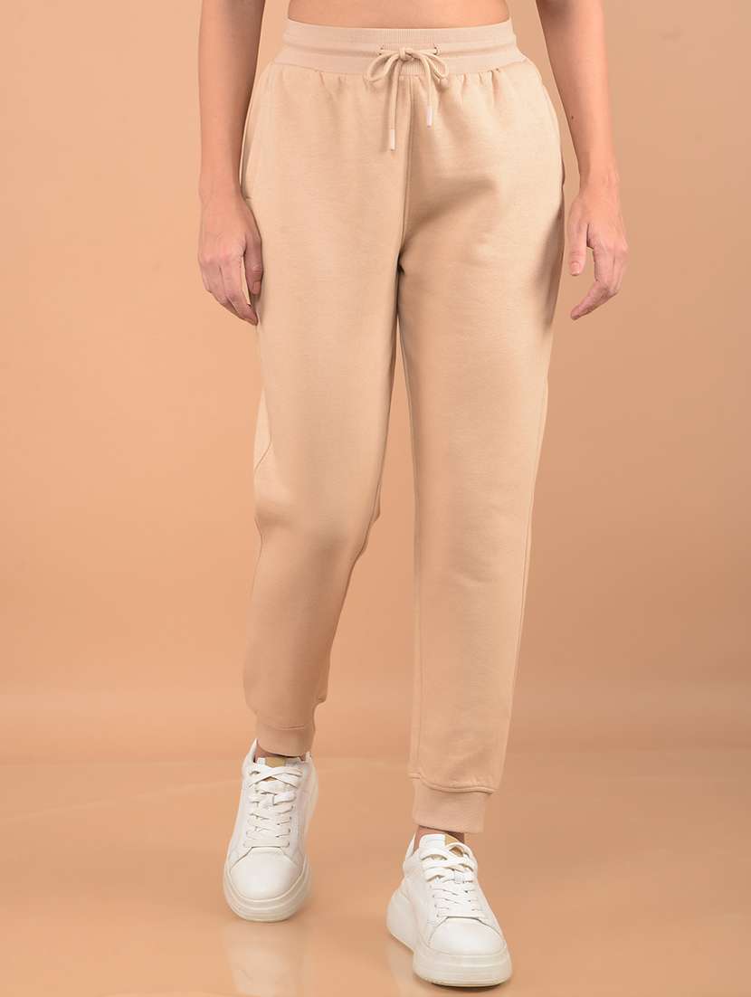 women mid rise solid joggers