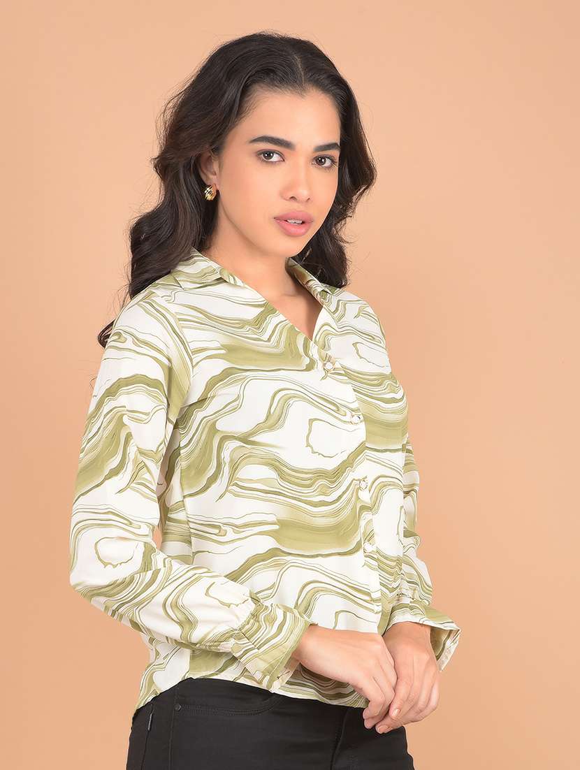 women printed collared shirt - 21617402 - Standard Image - 1