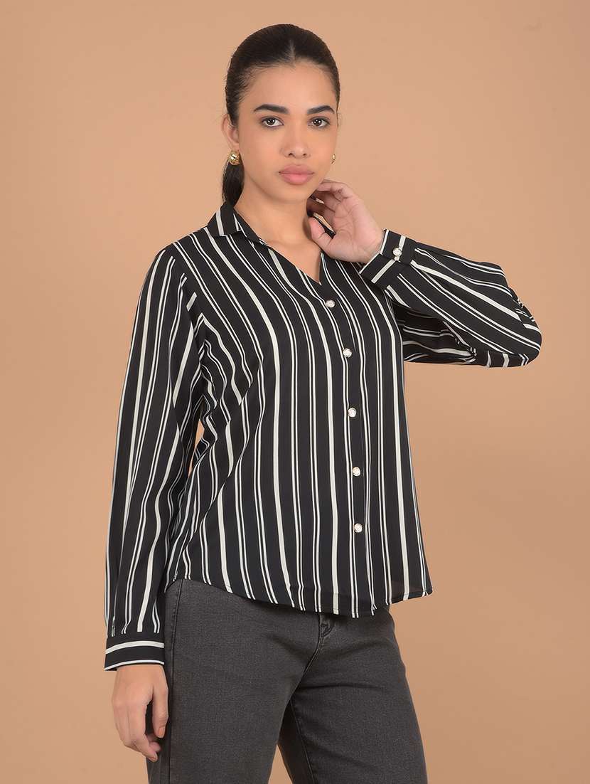 women black stripes regular shirt - 21617404 - Standard Image - 1