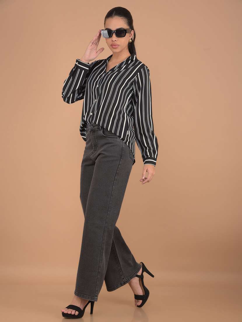 women black stripes regular shirt - 21617404 - Standard Image - 4