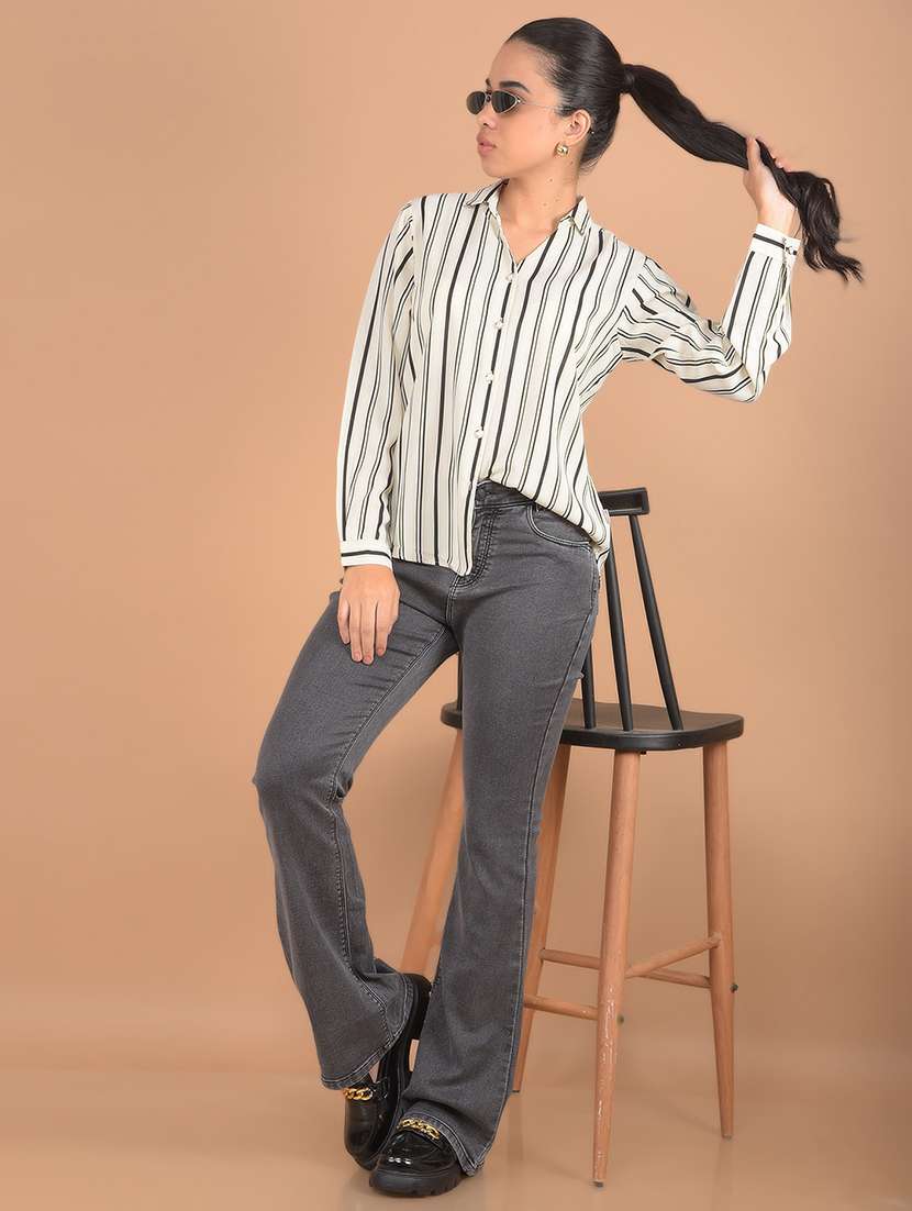 Women White Stripes Regular Shirt - 21617405 -  Standard Image - 4