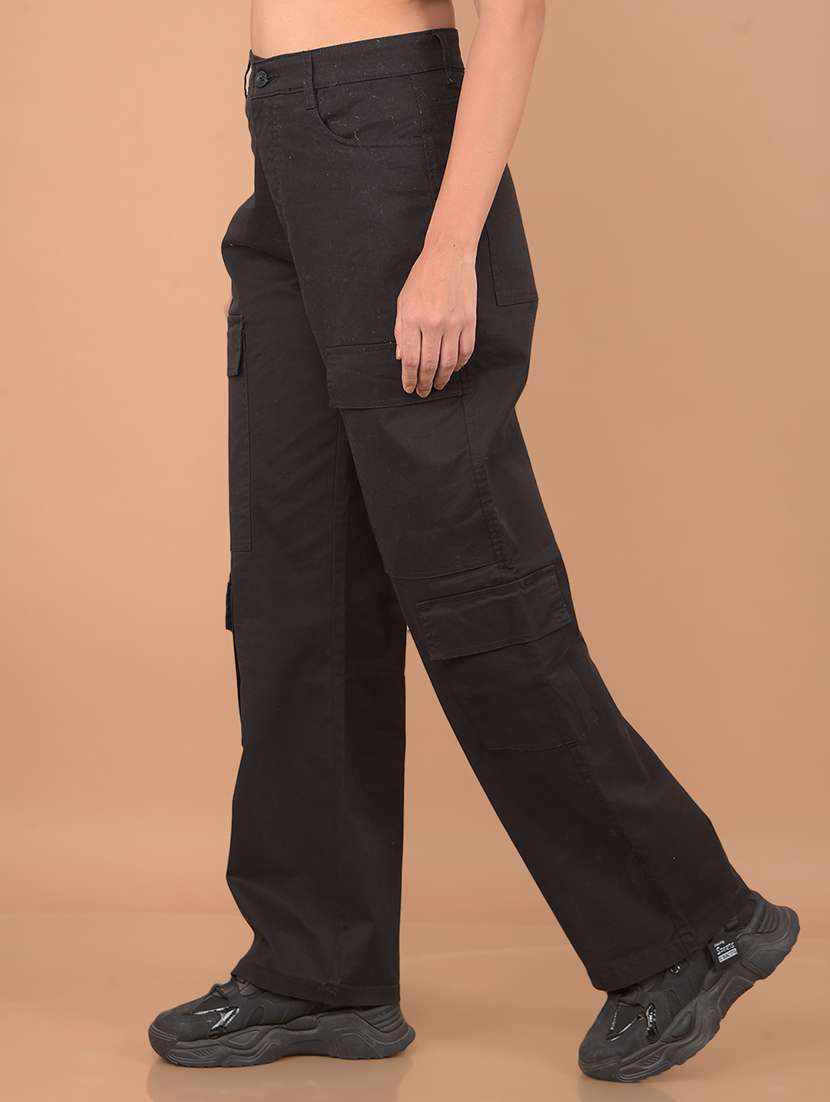 women black solid cargo - 21617417 -  Standard Image - 1