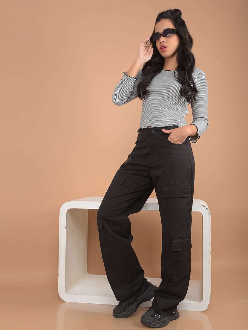 women black solid cargo - 21617417 -  Standard Image - 4