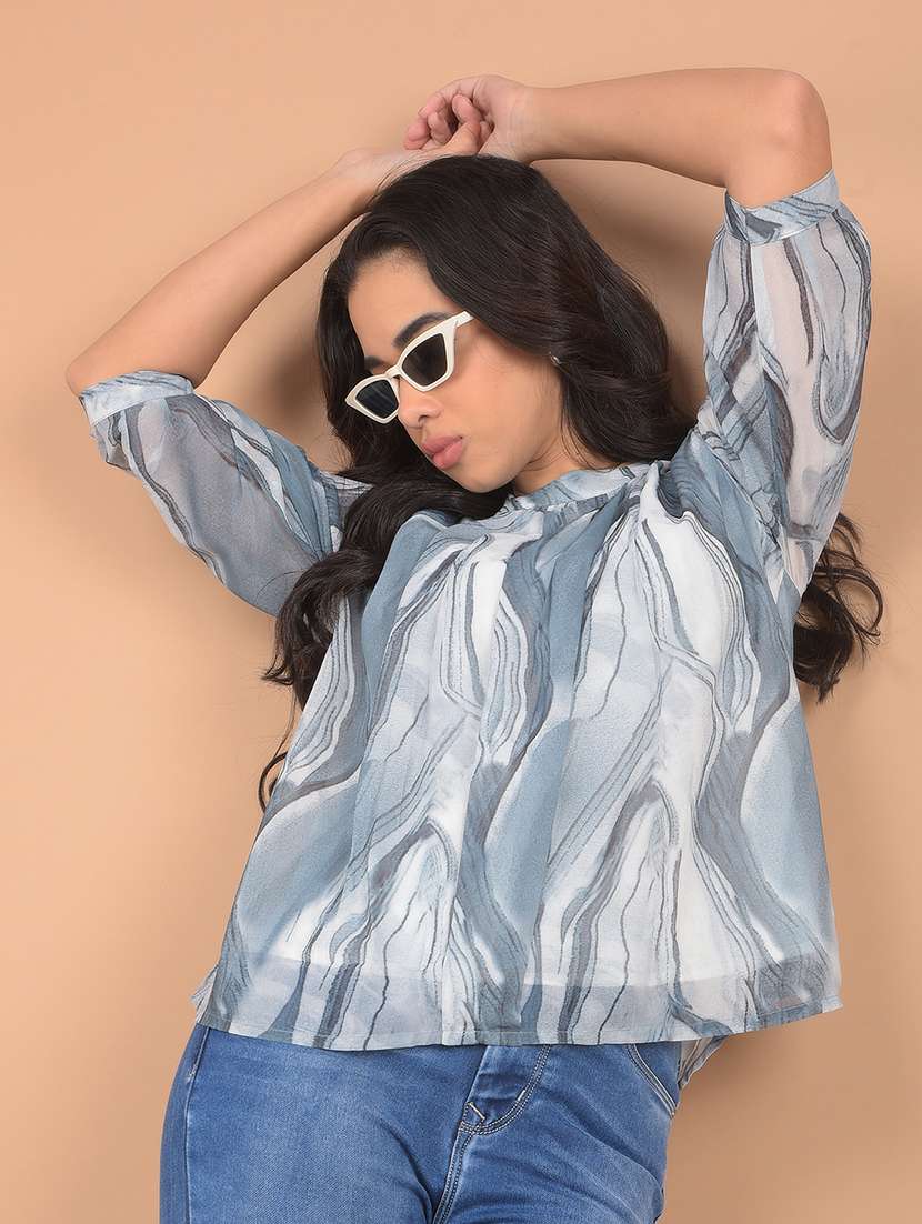 women printed short sleeves top - 21617418 -  Standard Image - 1