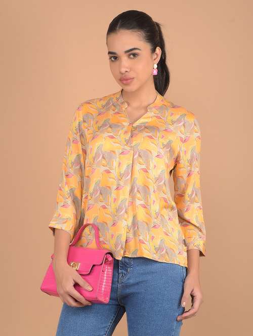 women printed three quarter sleeves top - 21617421 - Standard Image - 0