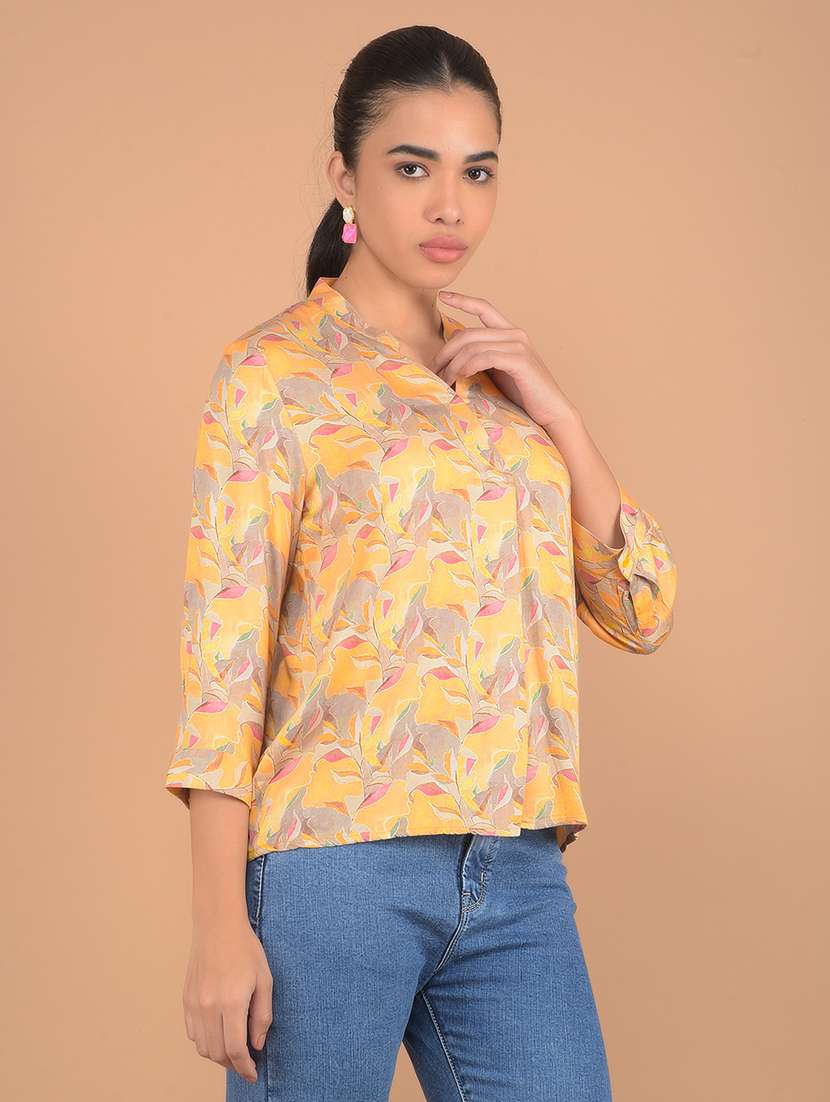 women printed three quarter sleeves top - 21617421 - Standard Image - 1
