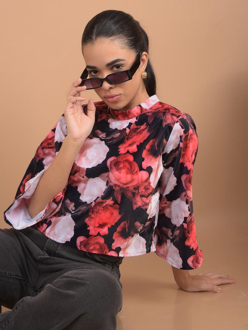 women multicolored floral printed crop top - 21617423 -  Standard Image - 1
