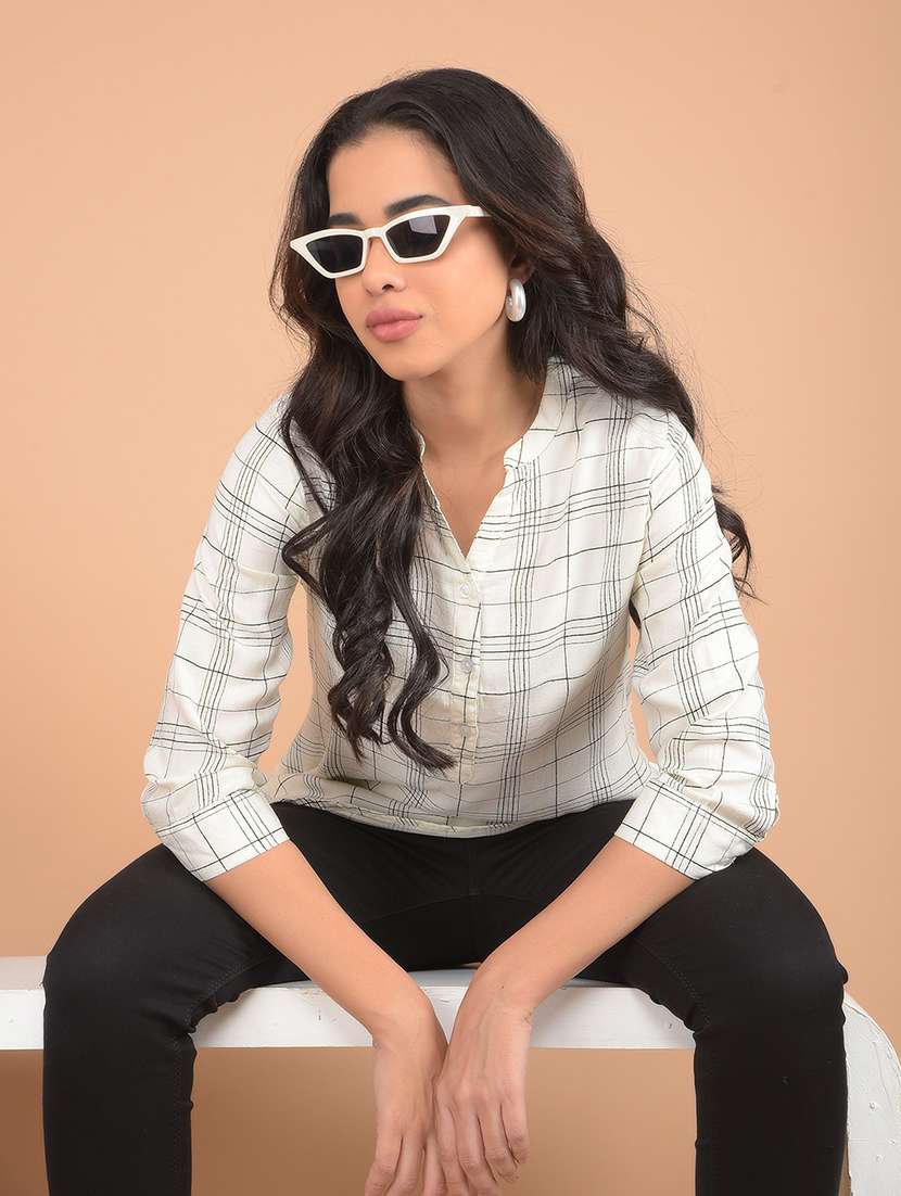 women white checks regular top - 21617433 - Standard Image - 1