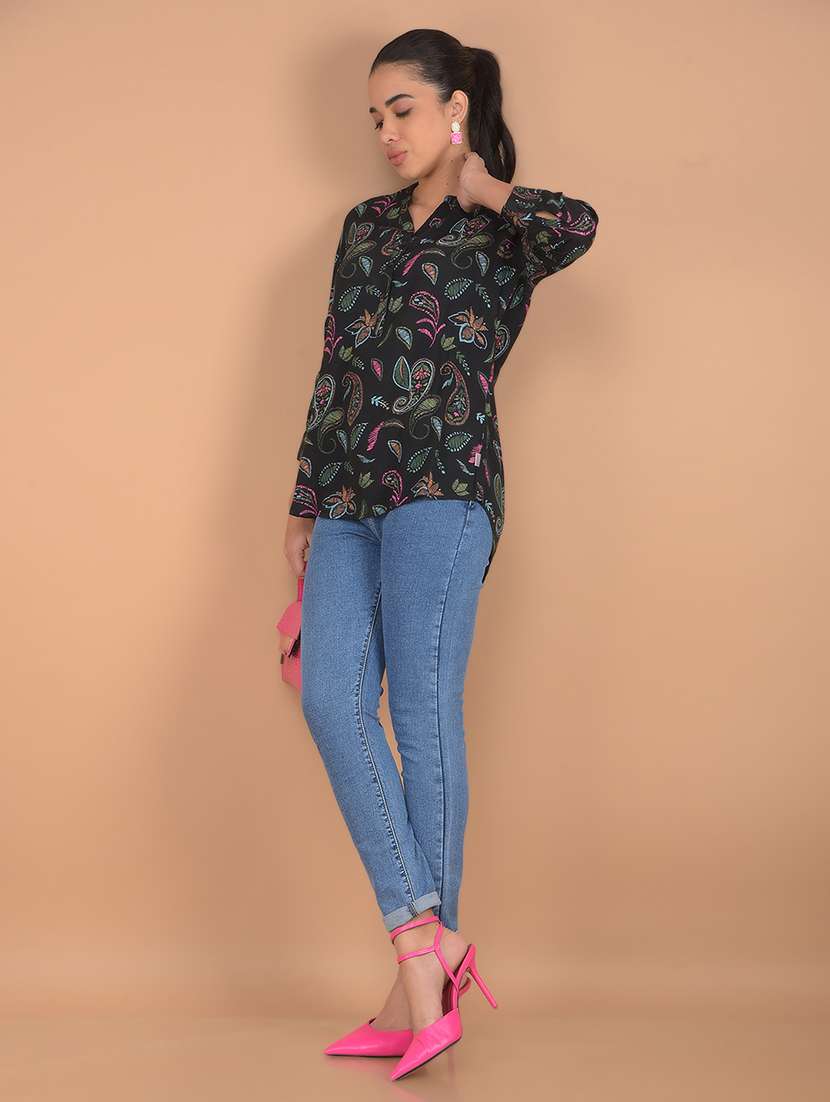 women black paisley printed regular top - 21617436 -  Standard Image - 4