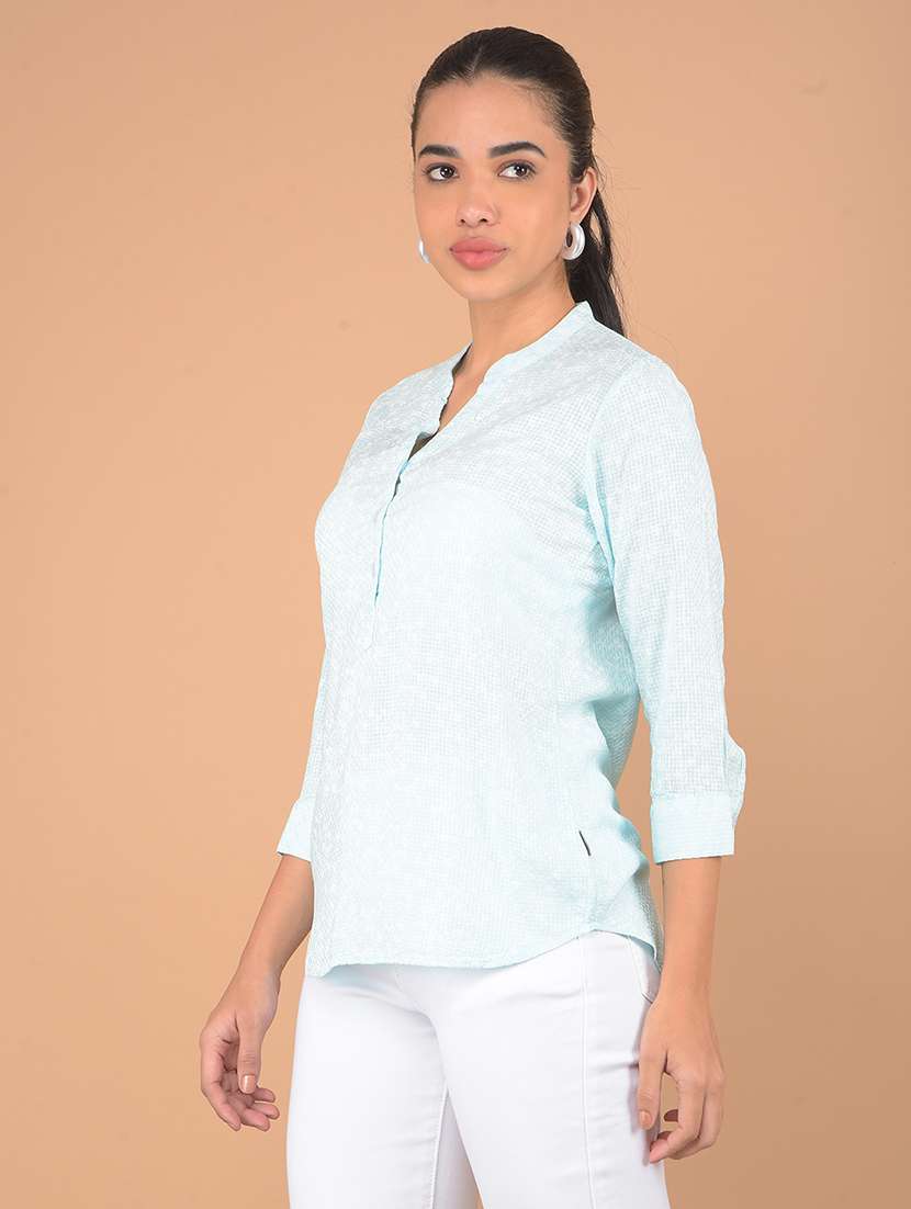 women printed three quarter sleeves top - 21617439 -  Standard Image - 1