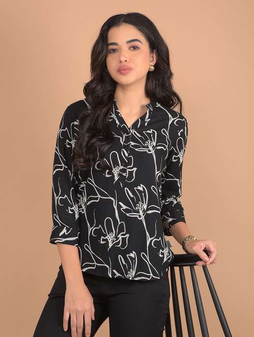 women black printedregular top - 21617442 - Standard Image - 0
