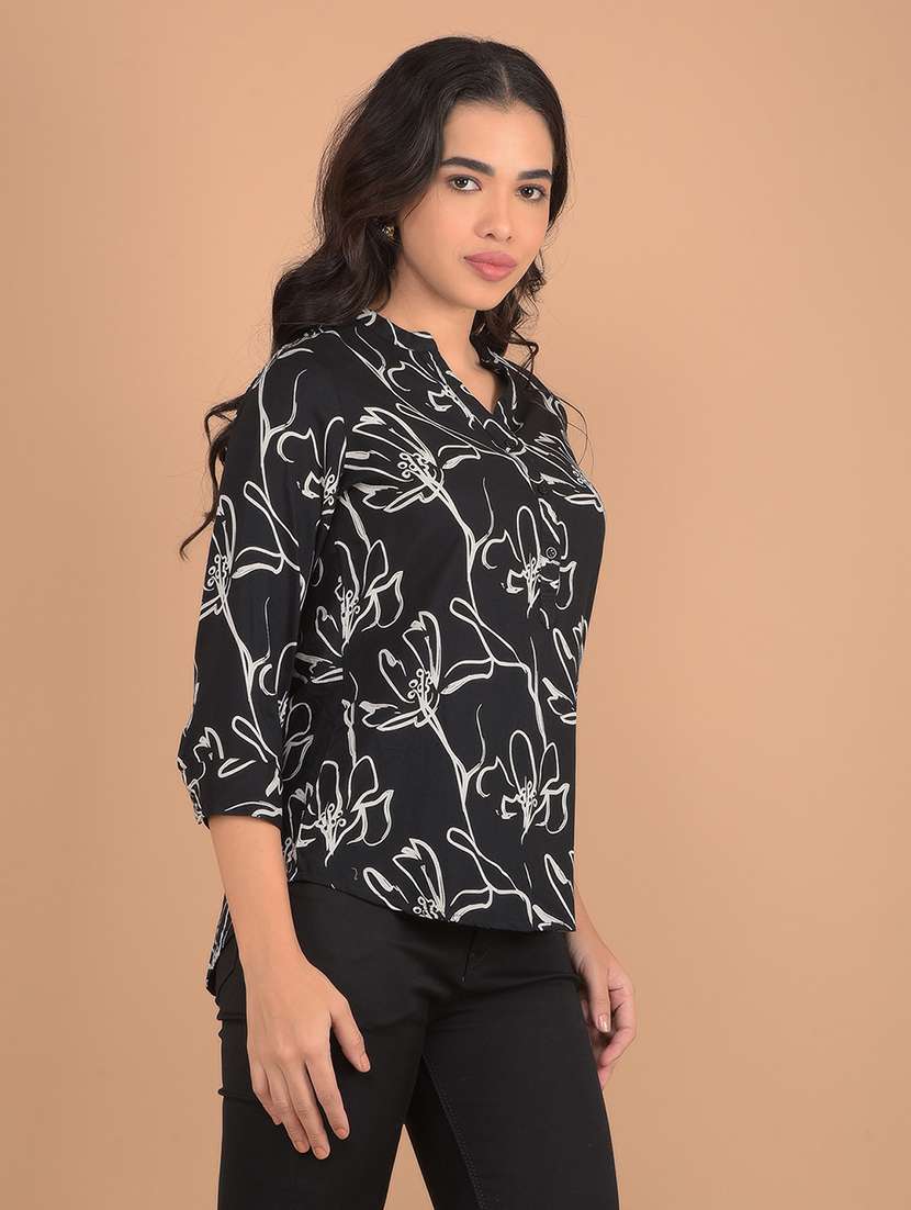 women black printedregular top - 21617442 - Standard Image - 1