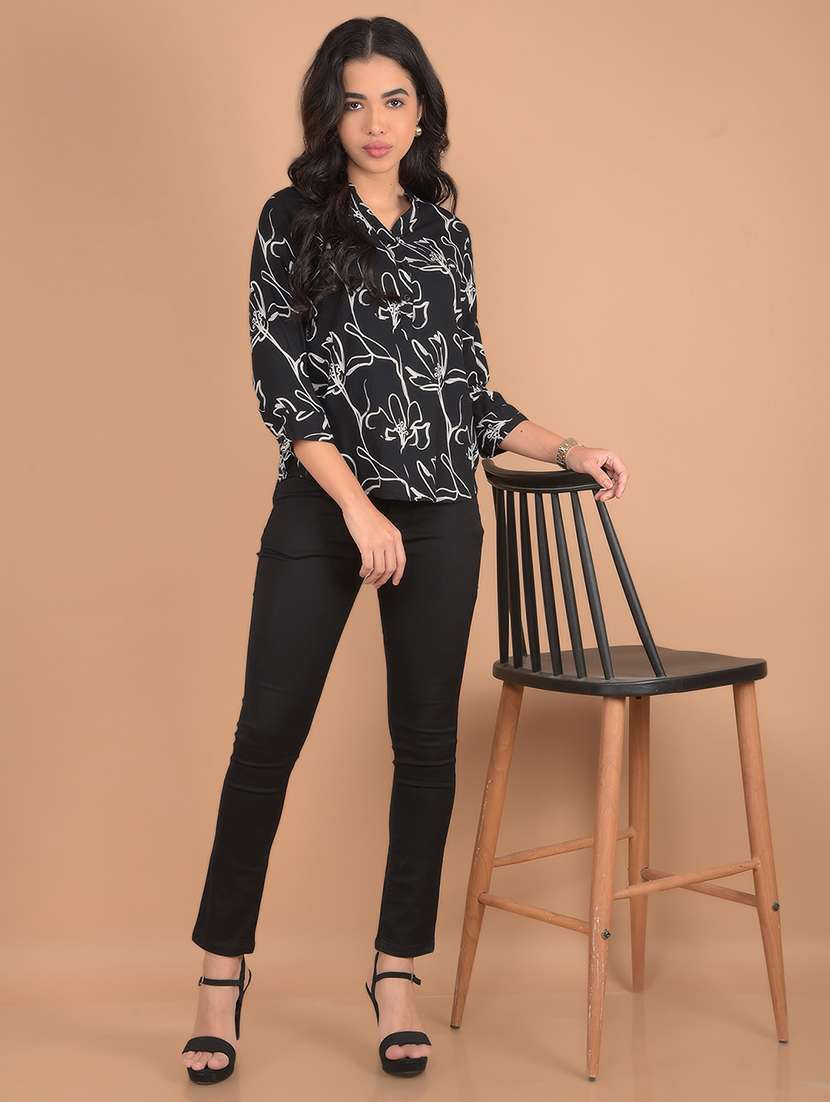 women black printedregular top - 21617442 - Standard Image - 4