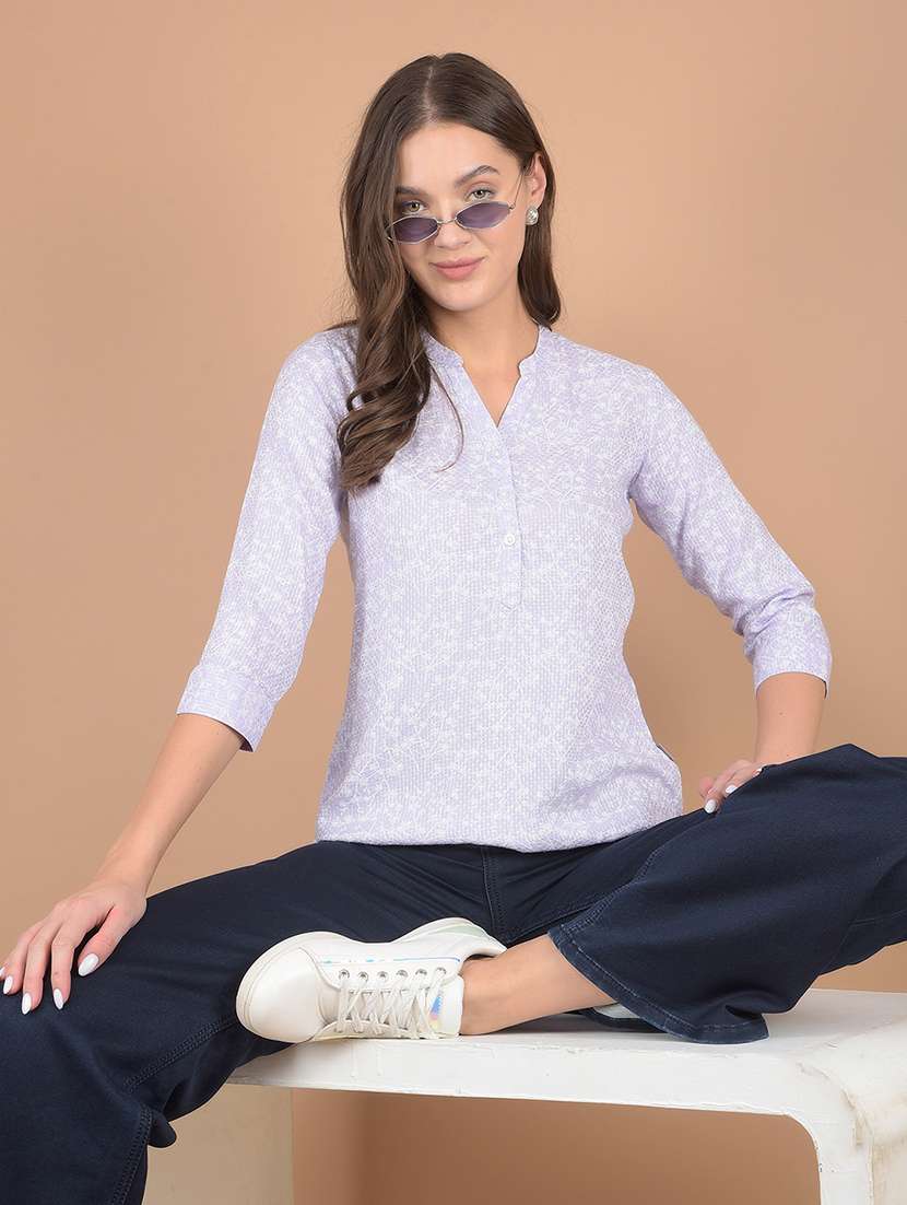 women purple floral printed regular top - 21617451 -  Standard Image - 1