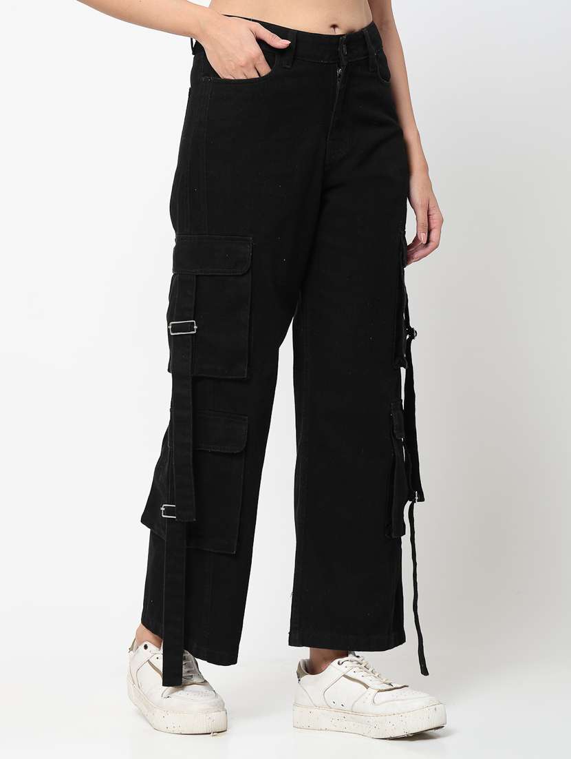 women solid cargo pant - 21617452 -  Standard Image - 1