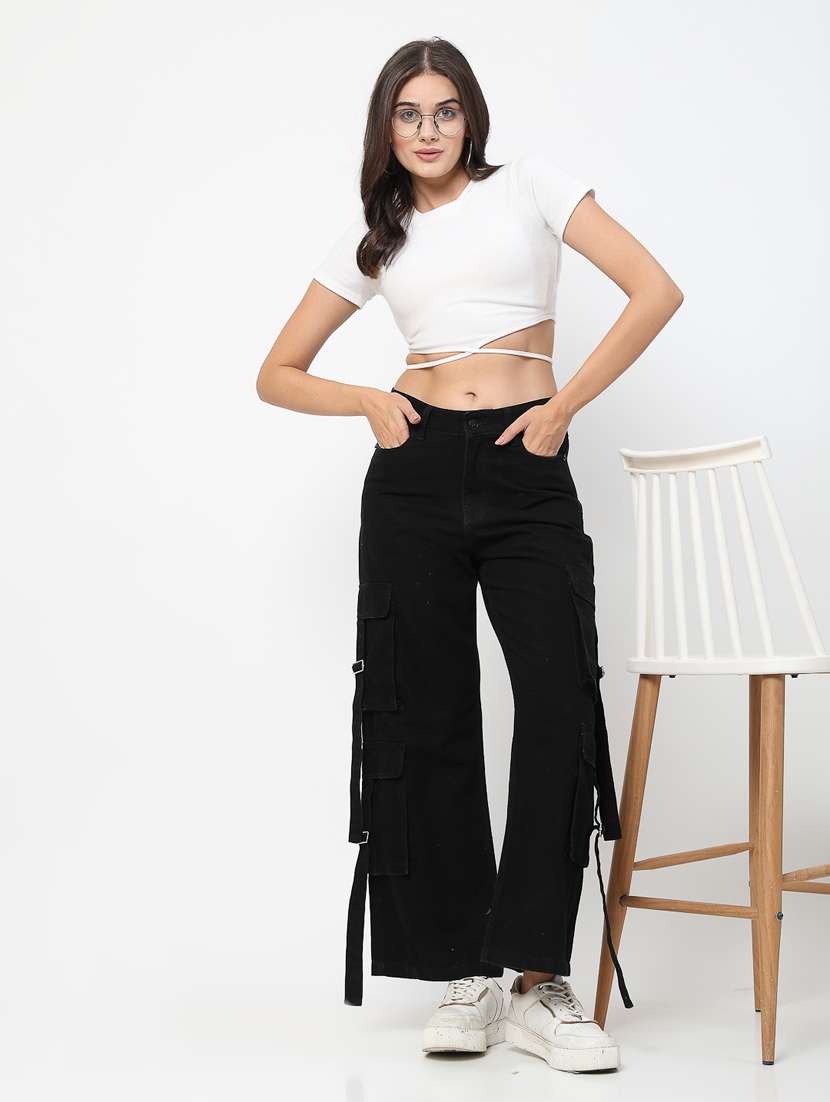 women solid cargo pant - 21617452 -  Standard Image - 4