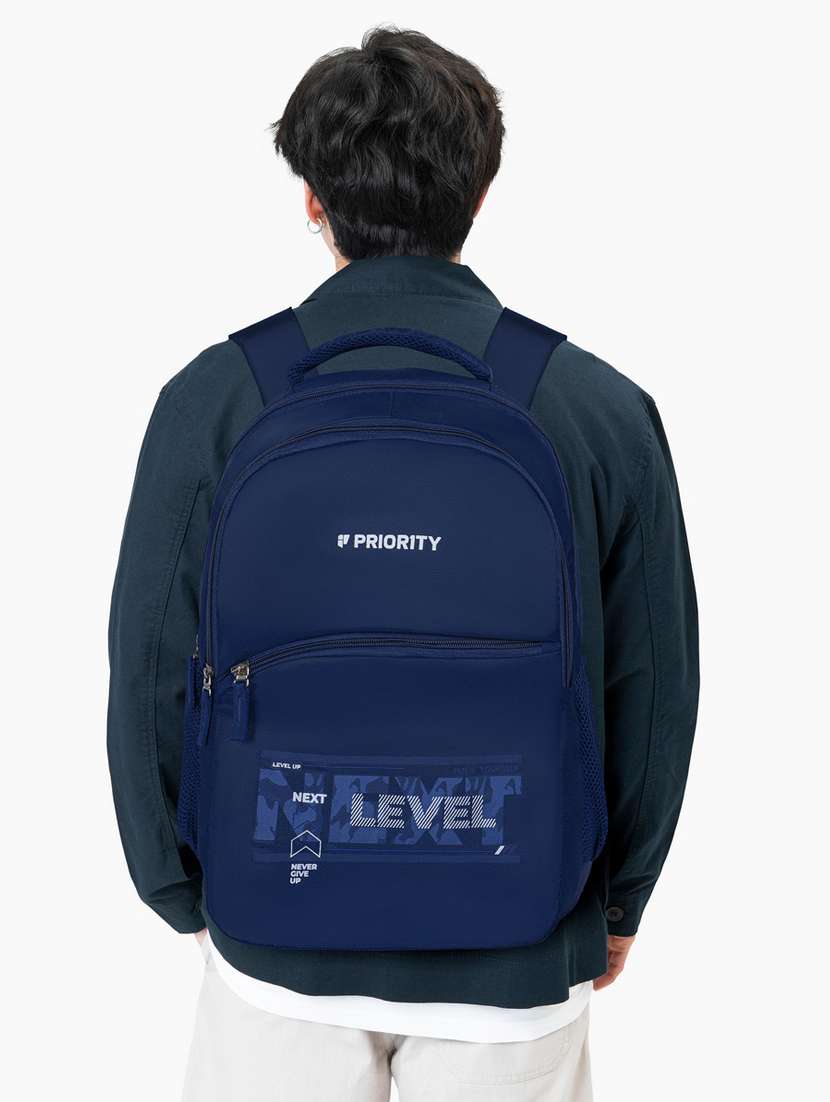 men navy blue adjustable straps backpack - 21617559 -  Standard Image - 4