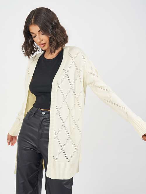 women self design long sleeve winter shrug