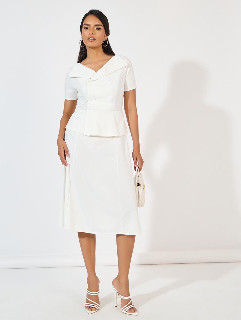 women off white solid a-line dress - 21618085 - Standard Image - 1