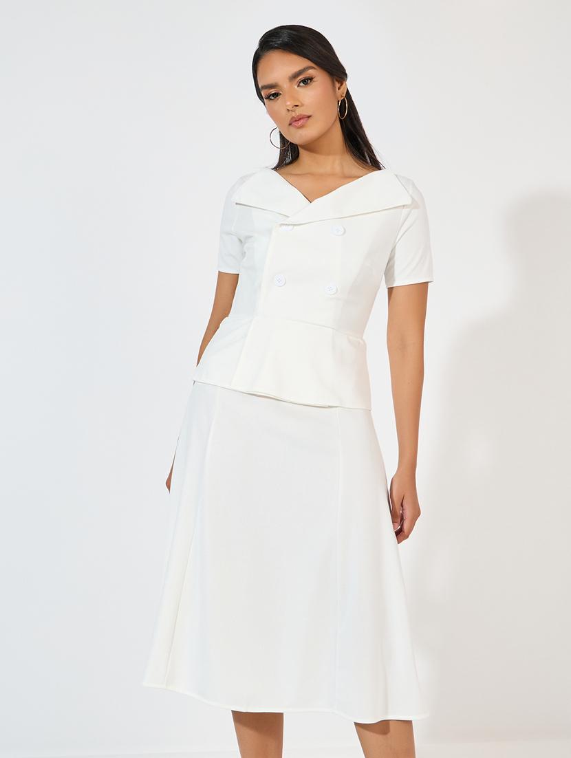 women off white solid a-line dress - 21618085 - Standard Image - 4